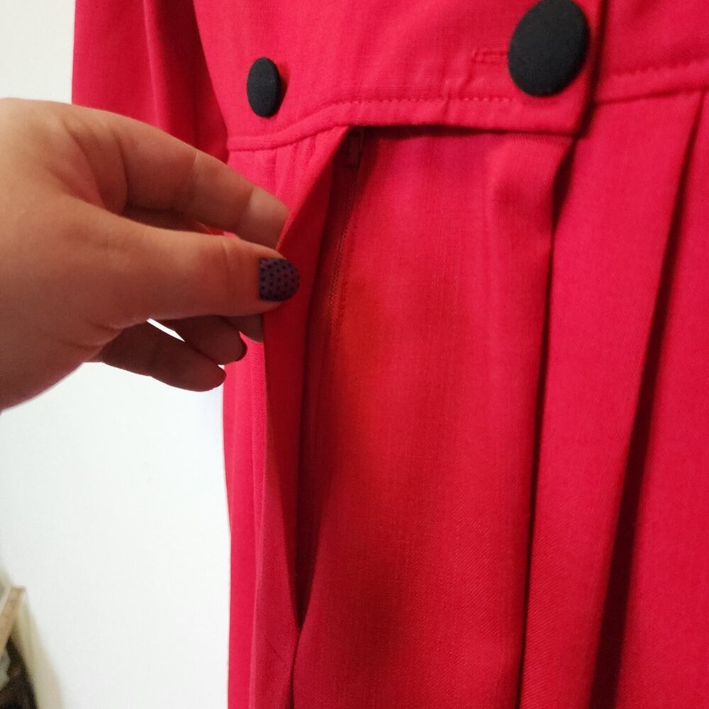 Vintage 1980s Pantsuit First Focus Red 13/14 Sailor Structured Maximalist Retro - Picture 5 of 16
